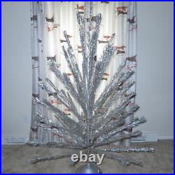 Vtg Aluminum Christmas Tree Silver 6 1/2 Ft 67 Branches No Box