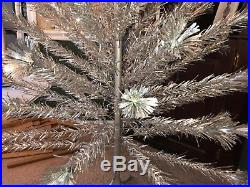 Vtg Aluminum Christmas Tree Star Band Pom Pom Sparkler 6 Ft 70 Branches Silver