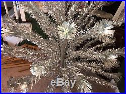 Vtg Aluminum Christmas Tree Star Band Pom Pom Sparkler 6 Ft 70 Branches Silver