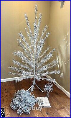 Vtg Aluminum Sparkler 6 Ft Straight Branch Christmas Tree Complete + More