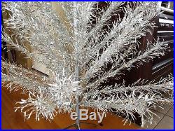 Vtg Aluminum Suprem Christmas Silver Tree 6 1/2 FT 53 Branch 1960 Superb W Box