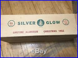 Vtg Christmas Mid Century SILVER GLOW 6 1/2 Christmas Tree 60 Branches