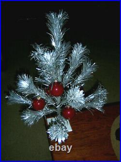 Vtg Collector 2 Ft Nice Retro Silver Consolidated Novelty Aluminum Xmas Tree