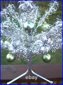 Vtg Delicate 2 Ft Neat! Retro Silver Regal Metal Pole Aluminum Xmas Tree #702