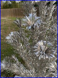 Vtg Evergleam Silver Aluminum Fountain 4ft Christmas Tree 58 Branches MCM 50s