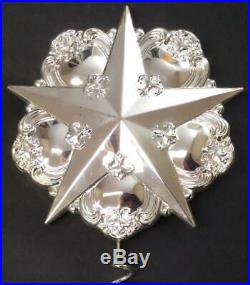 Vtg Gorham Chantilly Star Christmas tree topper snowflake silver Retired NIB box