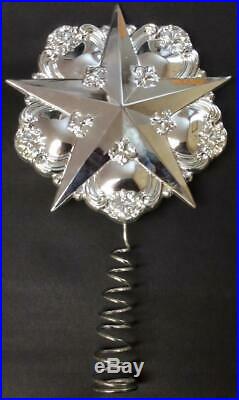 Vtg Gorham Chantilly Star Christmas tree topper snowflake silver Retired NIB box
