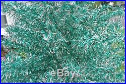 Vtg Green Silver Aluminum Christmas Tree 6.5 FT