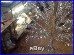 Vtg Mid Century 6.5' U. S. Silver Tree Aluminum Christmas Tree 44 Branches