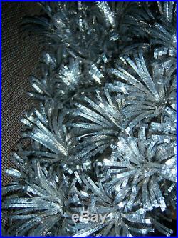Vtg Neat Evergleam Frosty Fountian Silver 4ft Stainless Aluminum Xmas Tree