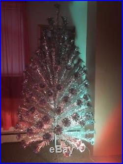 Vtg Silver Aluminum Christmas Tree 7 1/2 ft Pom Pom 164 Branches The BEST EVER