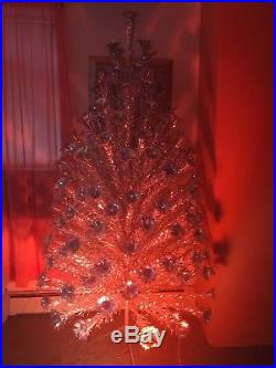 Vtg Silver Aluminum Christmas Tree 7 1/2 ft Pom Pom 164 Branches The BEST EVER