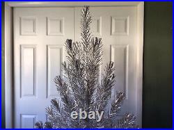 Vtg Silver Forest 6.5' Aluminum Christmas Tree 97 Straight Needle Branches Box