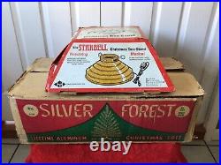 Vtg Silver Forest 6.5' Aluminum Christmas Tree 97 Straight Needle Branches Box