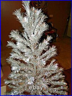 Vtg Silverline 6 Ft Aluminum Pom Pom Christmas Tree with Box & Extra Star Top