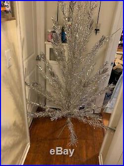 Vtg Spark-L-Ite 7 ft Silver Aluminum Branch Christmas Tree Box Stand Spark Lite