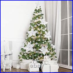WBHome 6FT Pre-lit Pre Decorated Artificial Christmas Tree with Ornaments Sno