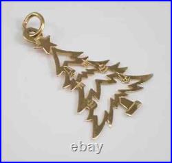 WOMENS 925 Sterling Silver Christmas Tree Pendant 14KYellow Gold Plated No Stone