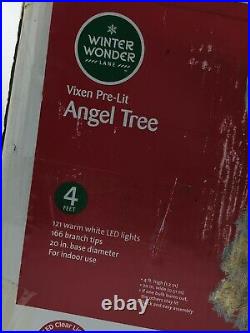 Winter Wonder Lane 4' Prelit Angel Christmas Tree Silver Vixen Dress Form Wings