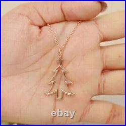 Women's Natural Moissanite Christmas Tree Charm Pendant Necklace 925 Silver 18